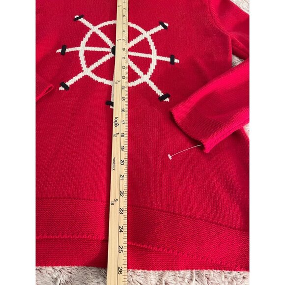Red Villager Sport Nautical‎ Wheel Sweater Women's Sz M Cotton & Acrylic - Picture 9 of 16